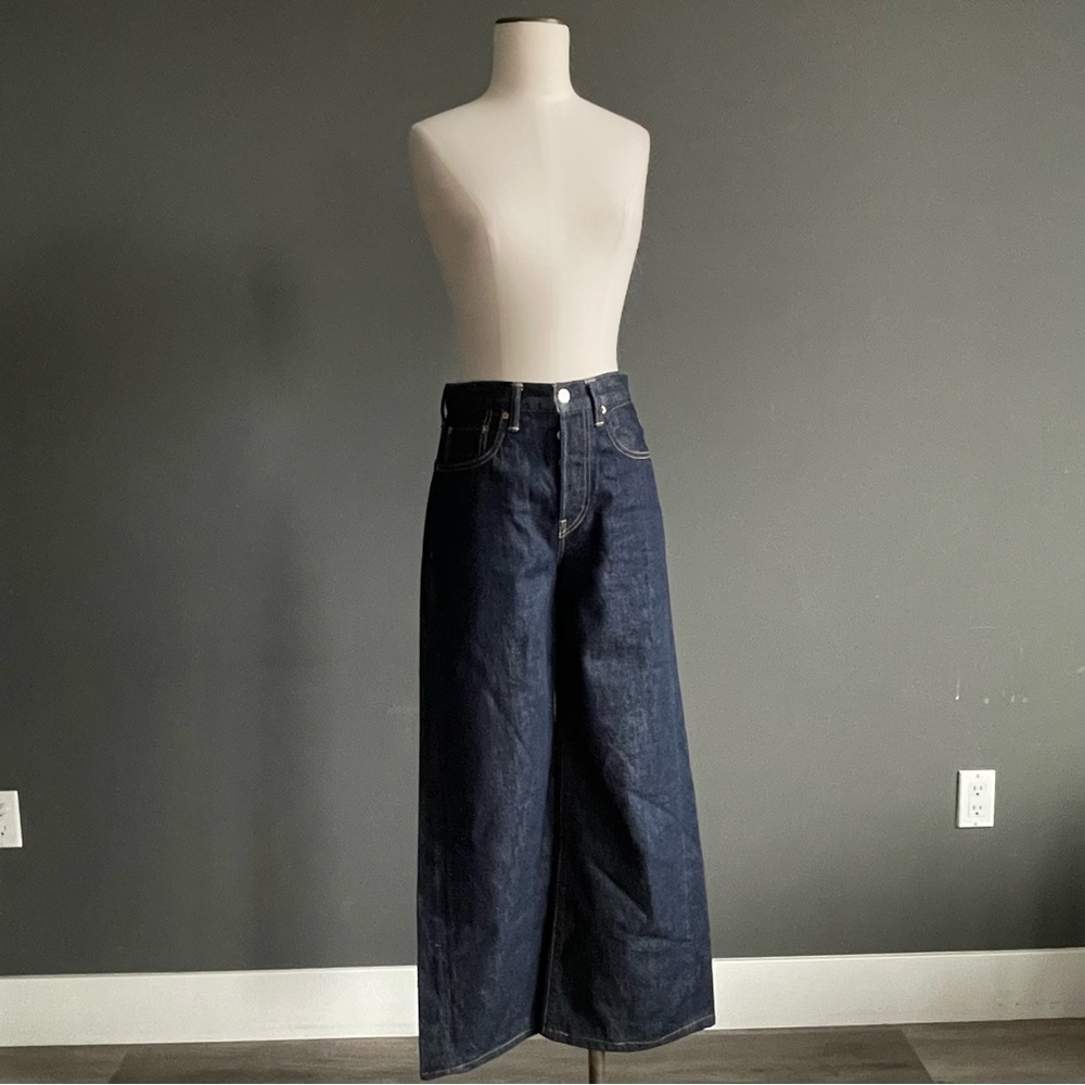 Buck Mason "Jet Set" Dark Indigo Wide Leg denim